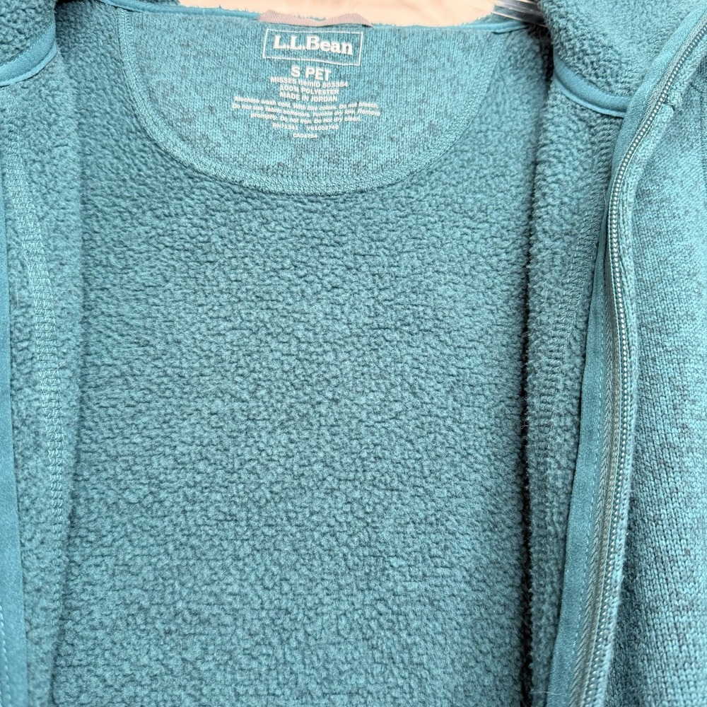 LL Bean Sweater Fleece‎ Jacket Women's SZ- S Petite deep blue-green Full Zip - Picture 8 of 16